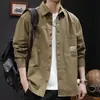 Camisa masculina de manga comprida estilo americano, nova coleção 2026, casual, moderna e versátil, com toque de alta qualidade, adequada para primavera e outono, blusa plus size