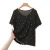 Camiseta de manga corta de modal para mujer, fina y holgada para el verano, disimula las imperfecciones del cuerpo, adecuada para estar en casa, se puede usar como capa exterior, camiseta básica de verano