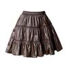2025 Nuevo Otoño e Invierno Estilo Coreano Dulce Estilo Ballet Falda con Volantes Cintura Alta Línea A Falda de Cuero tipo Pastel