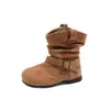 Nuevas botas cortas retro de felpa para niñas, estilo Maillard, otoño/invierno, botas de cuero suaves y antideslizantes para niñas, de terciopelo