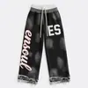 Jeans de Pierna Ancha con Salpicaduras Pintados a Medida para Hombre Jeans de Pierna Ancha con Múltiples Bolsillos Estilo Graffiti para Hombre Jeans para Hombre de Marca Trendy Americana