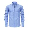 2026 Nova Camisa Casual Cardigan de Manga Longa com Estampa Digital Listrada para Homens de Venda Transfronteiriça Moda de Alta Qualidade Roupas Masculinas