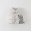Colete Acolchoado Infantil Desenho Animado Roupa Exterior Leve Para Menino 90 Penugem de Pato Branco Para Bebês Pequenos Colete Quente Roupas de Bebê