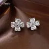 Aretes de Aguja Plateada con Diseño de Flor de Circonita Minimalista, Versátiles y Únicos, Lujo Ligero, Gama Alta, Aretes Exquisitos