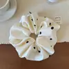 Scrunchie Simple de Lunares Blanco y Negro Estilo Francés Nuevo Otoño Lazo Elástico para Cola de Cabello Accesorio de Cabello de Alta Gama