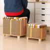 Taburete de almacenamiento multifuncional con puerta de bambú, taburete de almacenamiento, sofá que puede sentarse al final de la cama, caja de almacenamiento, artefacto, taburete para cambiar zapatos en el hogar