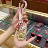 Llavero Flor de Dinero de Oro Puro 999 Colgante para Bolso Regalo para Mejor Amiga Novia Regalos al por Mayor Pequeños Regalos de Oro