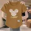 Comércio Exterior Transfronteiriço Liberação Estoque Grande Marca Etiqueta Cortada Camiseta Feminina Manga Curta Tamanho Grande Top Solto Roupa de Mãe Cobertura da Barriga