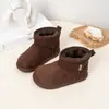 Sapatos de Algodão Grossos e Quentes para Crianças Botas de Neve de Couro Pelúcia Simples e Fashion para Meninas Botas Curtas de Cano Baixo com Forro de Algodão Sapatos de Inverno