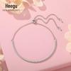 H0096 Pulseira Nova Ajustável de Prata S925 Cravejada com Diamantes para Mulheres, Fileira Simples de Diamantes, Design Curvo