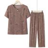 Roupas de verão para meia-idade e idosos Terno de Seda Gelada feminino roupas de mãe terno de duas peças de verão roupas velhas de manga curta da vovó solto