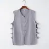 Verão Algodão e Linho Roupa Tang Masculina Colete Jaqueta de Suor Roupa Tang Sem Mangas Camisa de Velho Moletom Colete Estilo Chinês Roupas Fitness