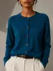Cardigan de Gola Redonda Novo para Primavera e Outono Tricô de Manga Longa Feminino Tamanho Grande Top Estilo Coreano Mais Vendido Fonte de Comércio Exterior Fábrica Atacadista