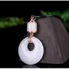 Pingente Princesa de Seda Dourada e Jade, Colar com Fivela de Paz de Jade Branco, Joias de Jade Modernas e Emagrecedoras