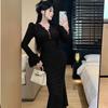 Vestido feminino Yujie Fan Fashion elegante e elegante, com ajuste fino e renda, estilo rabo de peixe, de luxo, leve e de alta qualidade