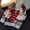 Suéter Navideño de Oso Retorcido Estilo Vintage Japonés Invierno Holgado Moda Ins Estilo Perezoso Chaqueta Oversize para Hombre