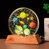 Nova Bola de Cristal Luminosa Estéreo 3D Escultura Interna Impressão Colorida Via Láctea Ornamentos de Cristal Decoração de Mesa de Cabeceira Infantil Luz Noturna
