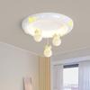 Lámpara de Dormitorio Estilo Crema Cálido Lámpara de Techo de Resina Bola Colgante Creativa de Corona Dormitorio Principal Habitación Infantil Lámpara de Protección Ocular