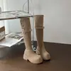 Botas altas estilo Maillard de dos usos con doblez, suela gruesa, nuevas de verano, versátiles, tacón grueso, hasta la rodilla, botas de montar para personas bajas