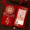 Suprimentos para Celebração de Casamento Envelope Vermelho Casamento Noivado Lembrancinha de Agradecimento Festa da Lua Cheia Envelope Vermelho Veludo Espessado Borla Pacote Vermelho