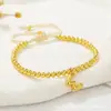 Pulsera para Mujer con Iniciales de Globo A-Z, Color Dorado, Cadena Ajustable, Brazalete para Joyería de Regalo para Damas