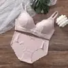 Conjunto de Lingerie de Renda Respirável de Verão com Laço Sem Aro Sexy Push-Up Conjunto de Sutiã