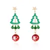Aliexpress Venta Caliente Transfronteriza Pendientes de Navidad Diseño Geométrico Creativo de Dibujos Animados Pendientes con Colgante de Árbol de Navidad y Campana para Mujer