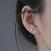 Pendientes de botón de plata de ley 925 en forma de corazón mini para mujer con incrustaciones de diamantes corazón pequeño simple corazón de melocotón mismo estilo de transmisión en vivo nuevo
