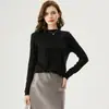 Suéter de punto fino de cachemira pura para mujer, color liso, cuello alto medio, de canalé, básico, ajustado, adelgazante, para commuting