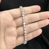 Pulseira Tennis de Prata Esterlina S925 Popular de Venda Quente Transfronteiriça Luxo Leve Tendência da Moda de Alto Padrão Linha Única Coração Cravejado de Moissanita