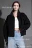 Jaqueta Curta Fashionável para Mulheres, Estilo Coreano Retrô Simples e Casual, Gola de Pele de Ovelha, Patchwork, Casaco de Caxemira Dupla Face, Roupa de Lã para Exterior