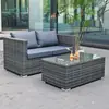 Sofá de Ratán para Exteriores, Impermeable, Protección Solar, Ocio, Silla Doble de Ratán de Hierro Forjado, Juego de Muebles para Exteriores, Balcón, Aire Libre