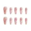 Uñas Postizas Pre-hechas, Uñas Portátiles Codificadas, Francesa Blush de Streamer, Productos Semi-acabados Ojo de Gato, Removibles DIY 30 Piezas