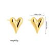 Pendientes de metal con forma de corazón tridimensionales minimalistas exagerados, pendientes irregulares de acero inoxidable con temperamento de negocios de la época europea y americana