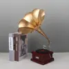 Ornamento Modelo de Gramofone Retrô Antigo Toca-Discos de Vinil Decoração Suave Criativa para Casa Adereços de Fotografia