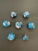 Conjunto de Dados Poliédricos D&D com Padrão de Mármore, Cores Misturadas, Transparente, D4D6D8D10D12D20 Lados, Tabuleiro Coc, Conjunto de Sete Peças
