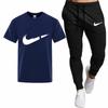Nueva Camiseta de Hombre Transfronteriza Traje de Pantalón Deportivo Camiseta Casual de Moda para Hombre Estampada Transpirable de Manga Corta Pantalones 2025