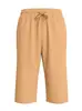 Shorts Casuais Masculinos de Linho Transfronteiriços Tamanho Europeu Amazon Verão Novo Cor Sólida Soltos Retos Shorts Esportivos