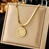 Collar Colgante Redondo de Moda para Mujer Cadena Apilable de Doble Capa Retro Acero Inoxidable Chapado en Oro Cadena para Clavícula con Sentido de Alta Gama