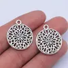 21X21Mm 2,2g Prata Antiga DIY Acessórios para Joias Feitas à Mão Série Geométrica Pingente Redondo Vazado