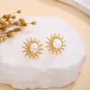 Pendientes de Perla con Textura de Lazo de Flor Europeos y Americanos Transfronterizos para Mujer Lujo Ligero Sentido de Alta Gama Moda Metálica Pendientes Distintivos