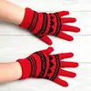 Luvas versáteis de cinco dedos para estudantes, design de jacquard tricotado espesso para aquecimento, adequadas para outono e inverno, perfeitas para a escola e uso diário, com um design fofo de desenho animado