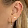Nuevos Pendientes de Oro de 14K con Incrustaciones de Cobre y Circonita de Amazon Set Individual para una Oreja Hebillas de Oreja de Cobre Joyería de Oreja de Moda para Mujeres
