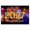 Tela de fondo Feliz Año Nuevo 2027 Tela colgante temática de Año Nuevo Europeo y Americano Pancarta de celebración de festival