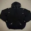 Sudadera con Capucha Holgada de Manga Larga con Ojales Metálicos Estilo Punk Oscuro Hip-Hop Europeo y Americano Sudadera Cardigan con Cremallera de Calle Primavera y Otoño