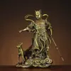 Figura de latón de Erlang Shen, Estatuas de latón de Yang Jian y Perro Celestial, Muebles y Adornos de Adoración, Erlang Shen, Yang Jian