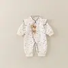 Enterizo de Bebé Niña Otoñal de Doble Capa con Estampado Integral de Corazones, Mono de Princesa, Ropa para Bebés Niños Pequeños