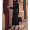 Código transfronterizo estilo nuevo AliExpress Vestido Elegante de Encaje Patchwork con Cuello en V Adelgazante de Temperamento para Mujer