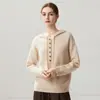 Camiseta de Punto de Cachemira Nueva para Otoño e Invierno, Moda Suave Cómoda Color Sólido Media Cremallera con Capucha Suéter Sencillo para Mujer