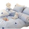 Ins Conjunto de Quatro Peças Bordado em Toalha de Algodão Pequeno Fresco Algodão Puro Mickey Branco Simples Conjunto de Três Peças para Dormitório Conjunto de Quatro Peças de Cor Sólida